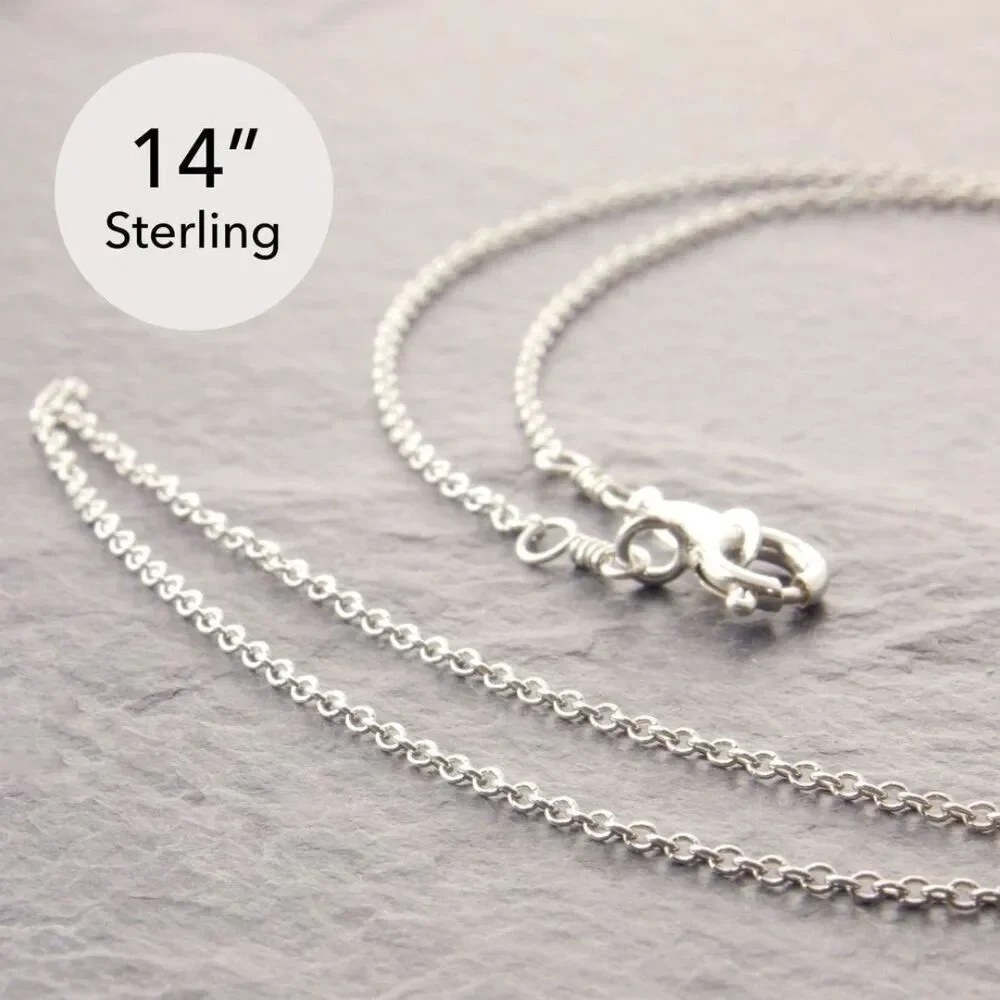 14” Sterling Silver Dainty Necklace (#6-28-1sd-sp) by Megu's Attic